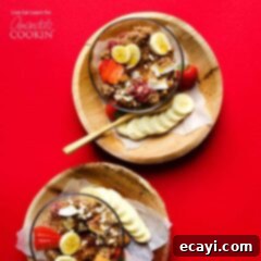 Effortless Overnight Slow Cooker Quinoa 2 bowl of cooked quinoa with bananas