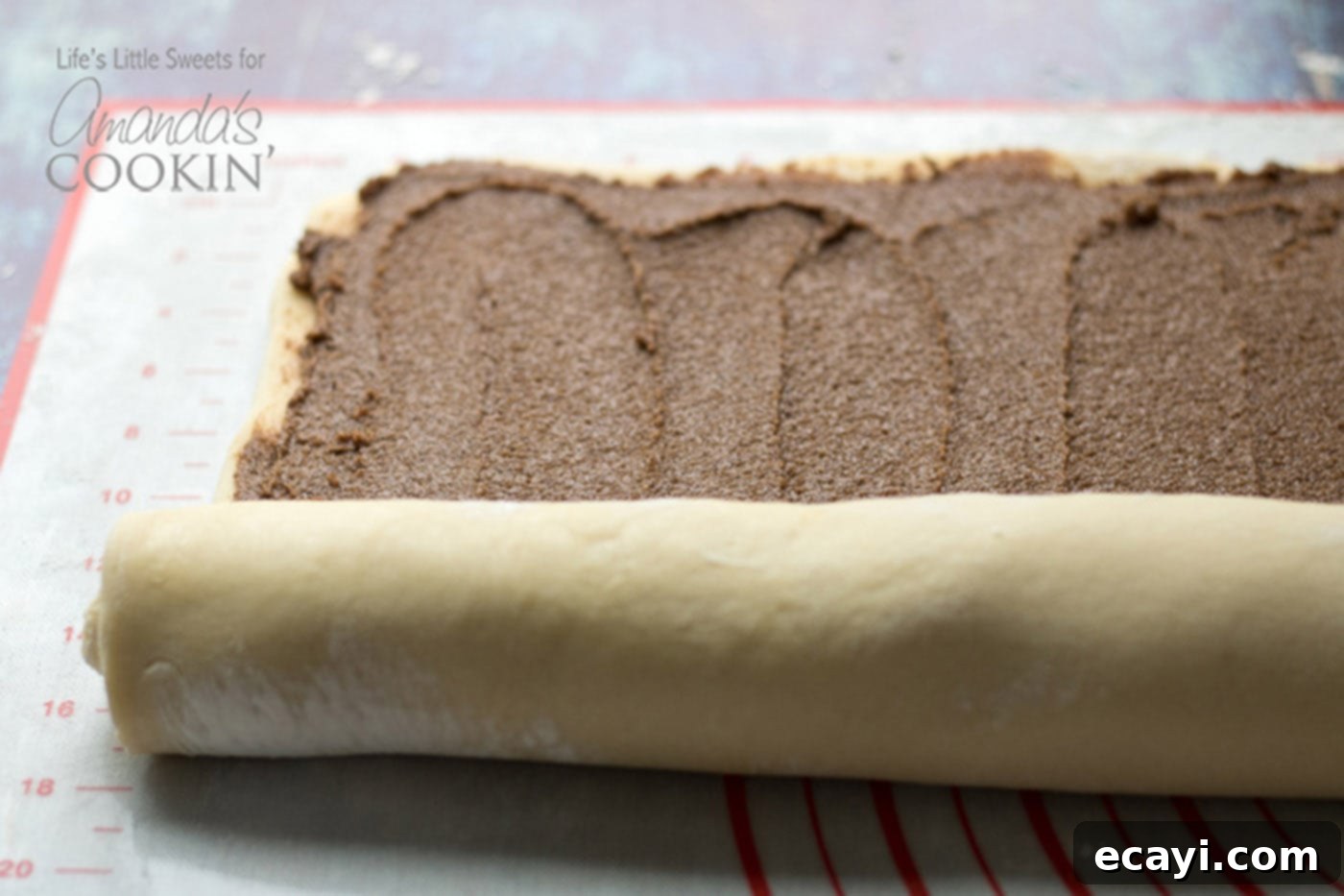 Sweet Cinnamon Comfort Rolls 5 Homemade Cinnamon Rolls dough rolled up into a log