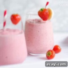 Sweet Strawberry Banana Delight 2 A close up of a strawberry banana smoothie