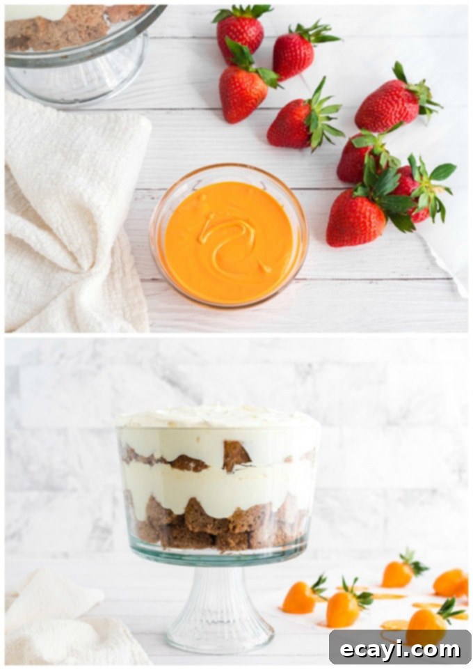 Spiced Carrot Cake Trifle 4 dipping strawberries is melted candy melts