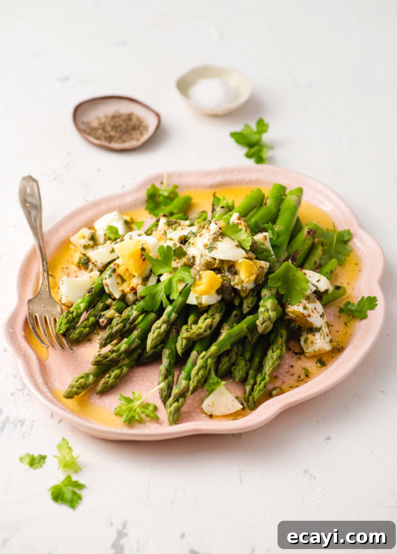 12 Must-Try Savory Egg Brunch Recipes 9 Asparagus with Gribiche Dressing // FoodNouveau.com