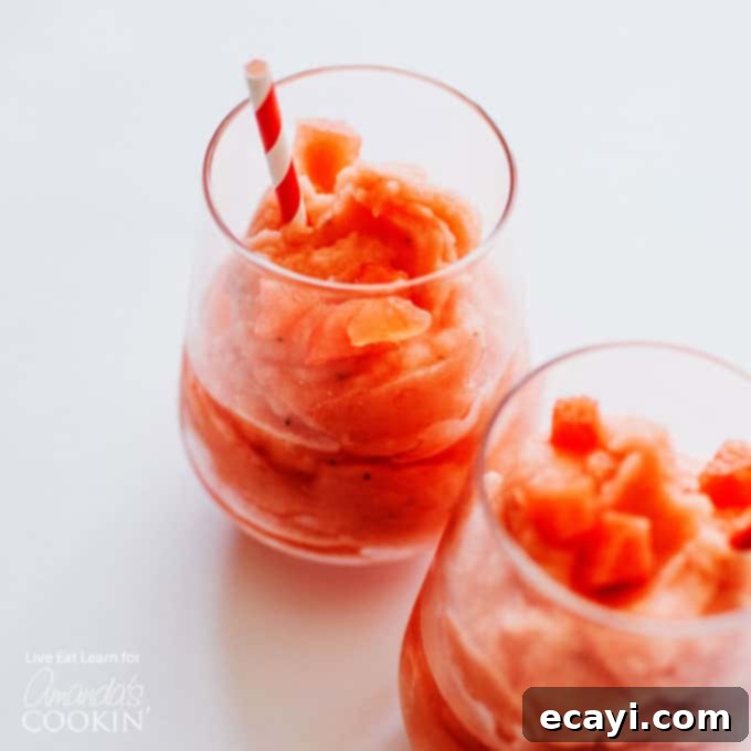 This Watermelon Malibu Slush has just a handful of ingredients and is perfect for keeping in the freezer for impromptu cocktail hours all summer! Watermelon slush with malibu