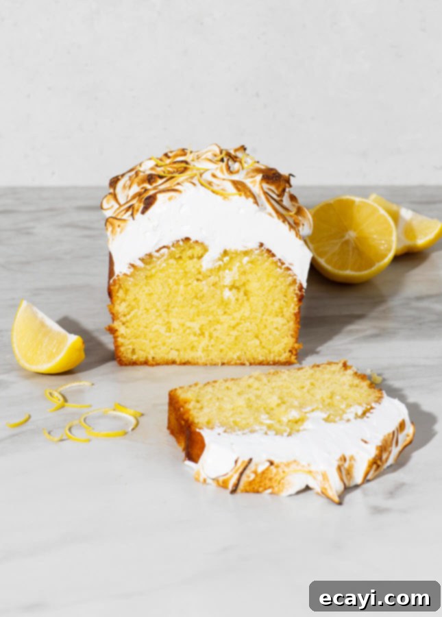 Zesty Olive Oil Cake with Golden Meringue Peaks 2 Lemon and Olive Oil Cake with Toasted Italian Meringue // FoodNouveau.com