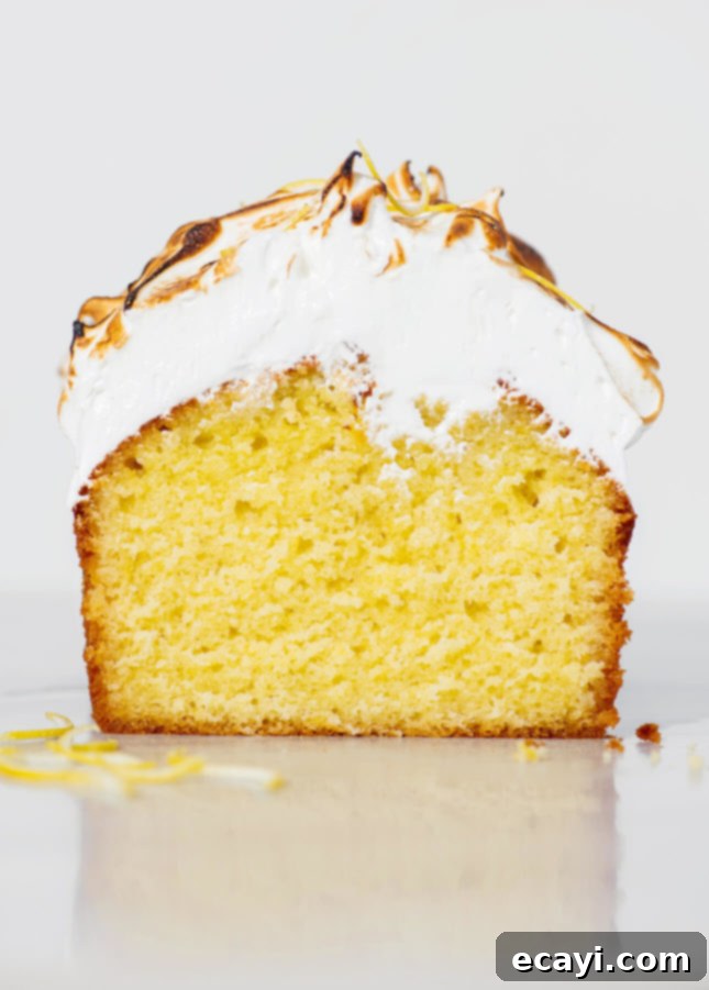 Zesty Olive Oil Cake with Golden Meringue Peaks 4 Lemon and Olive Oil Cake with Toasted Italian Meringue // FoodNouveau.com