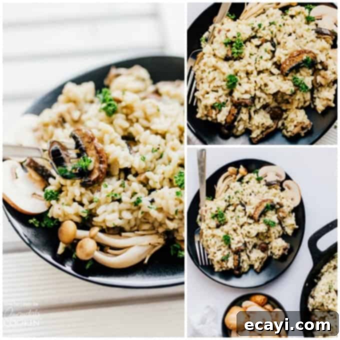 Looking for a cozy dinner that breaks from your usual routine while also being a total classic sure to please everyone? Meet Creamy Mushroom Risotto! creamy mushroom risotto collage