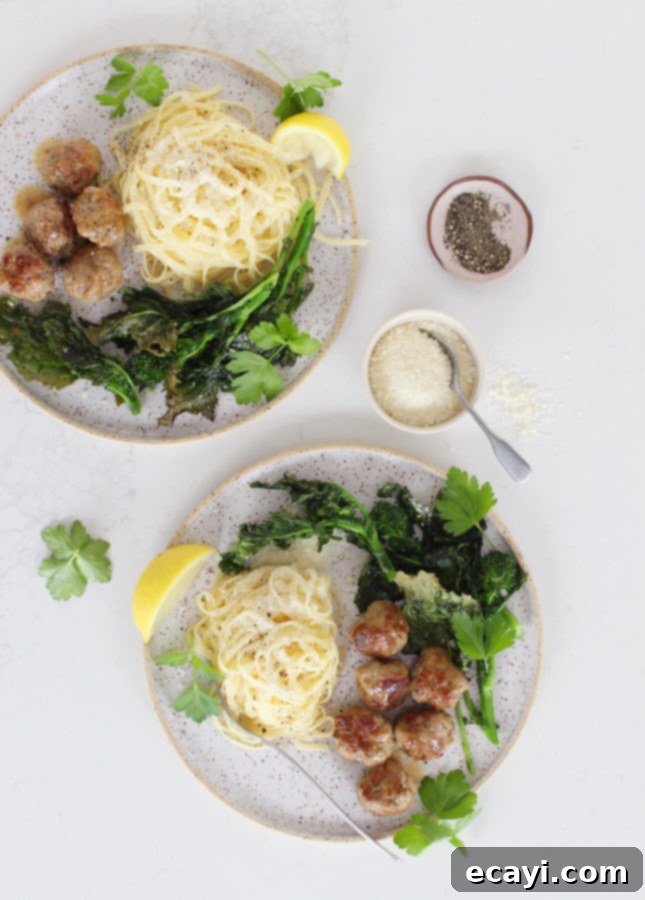 Golden Caramelized Lemon Tuscan Meatballs 6 Caramelized Lemon Meatballs served with roasted broccoli rabe and pasta