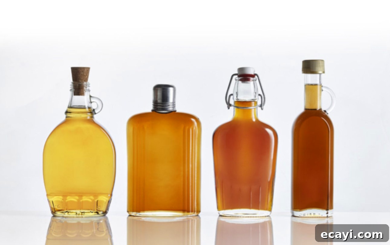 Silky Maple Bliss 4 The four different grades of maple syrup: golden, amber, dark, and very dark // Photo credit: Érable du Québec // FoodNouveau.com