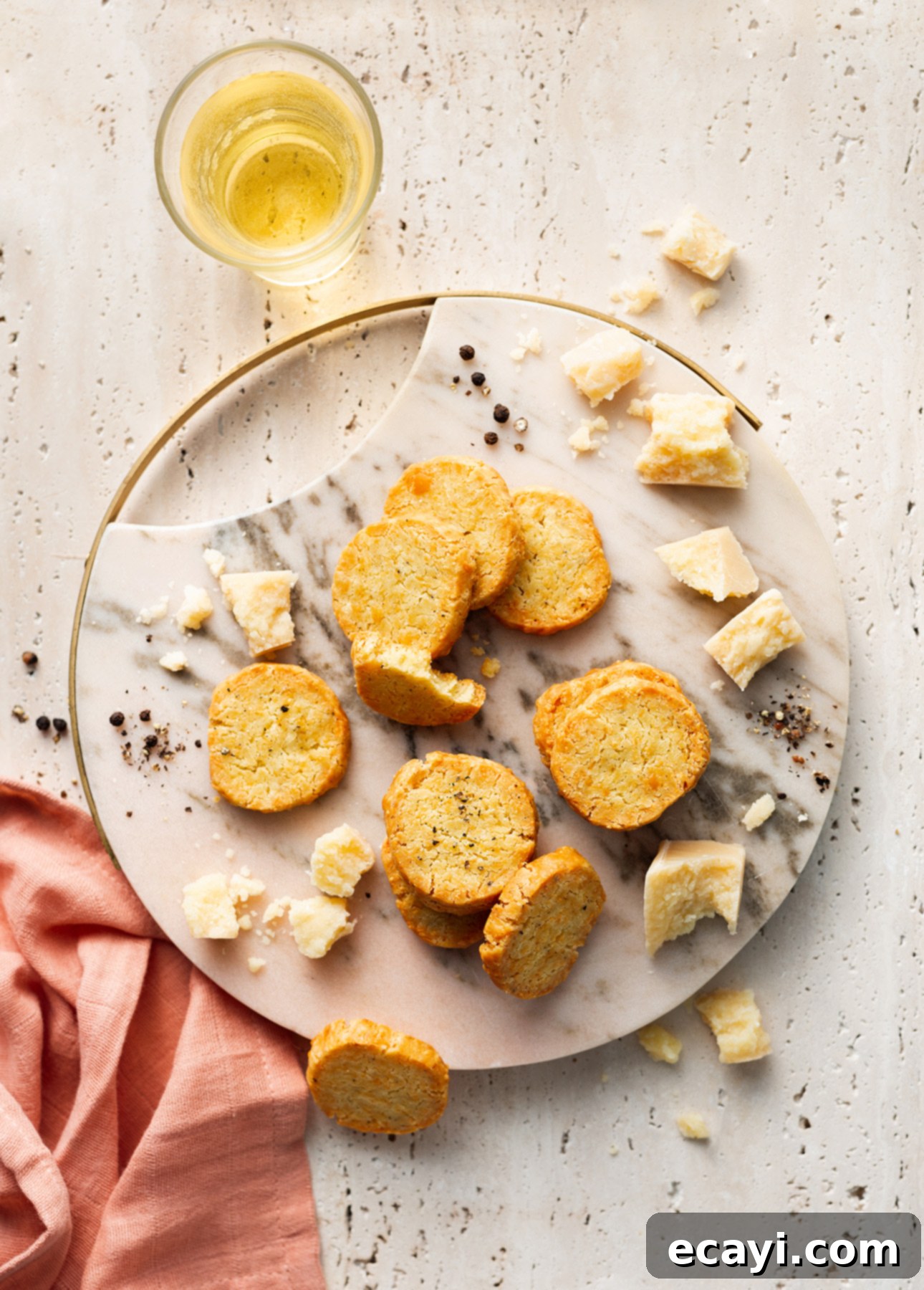 Golden Parmesan Shortbread 2 Parmesan Sablés: easy slice-and-bake savory crackers made with parmesan cheese and black pepper // FoodNouveau.com