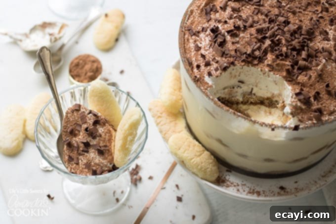 Decadent Tiramisu Trifle 3 Tiramisu Trifle in a dish