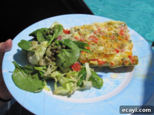 Oven-Baked Ham and Vegetable Frittata Oven-Baked Ham and Vegetable Frittata, a delicious and versatile meal for a sailboat galley.