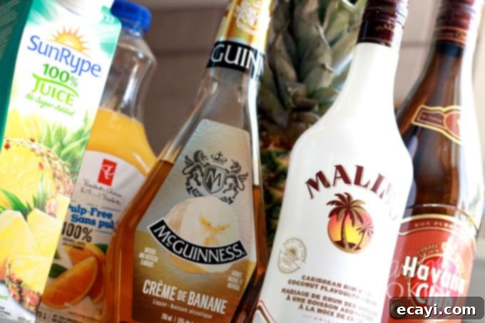 Rum Cruiser 3 rum cruiser cocktail ingredients laid out