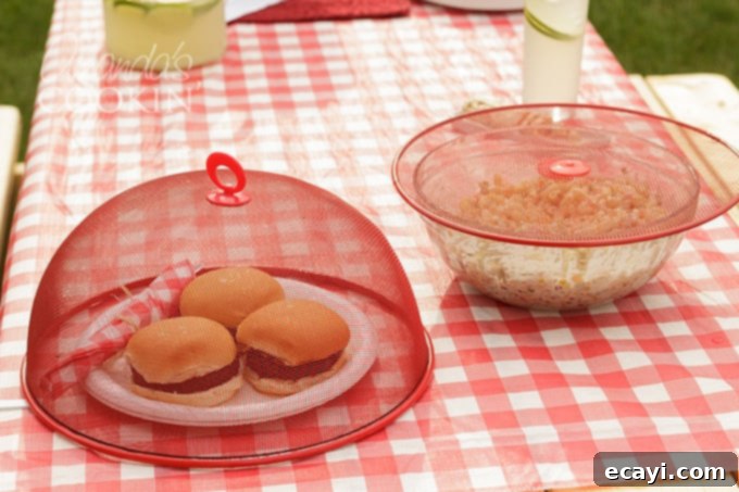 Master Your Backyard Barbecue 7 Screen food covers protecting food on a table at a backyard barbecue