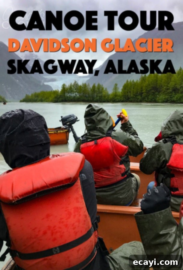 Looking for Alaska excursion ideas? The Davidson Glacier Canoe Tour takes you through beautiful Alaska forests and out to a magnificent glacier! #alaskancruise #alaskaexcursion #canoetour #glaciertour #skagwayalaska #visitalaska #travelalaska #sponsored #princesscruises @princesscruises #comebacknew canoe tour davidson glacier skagway