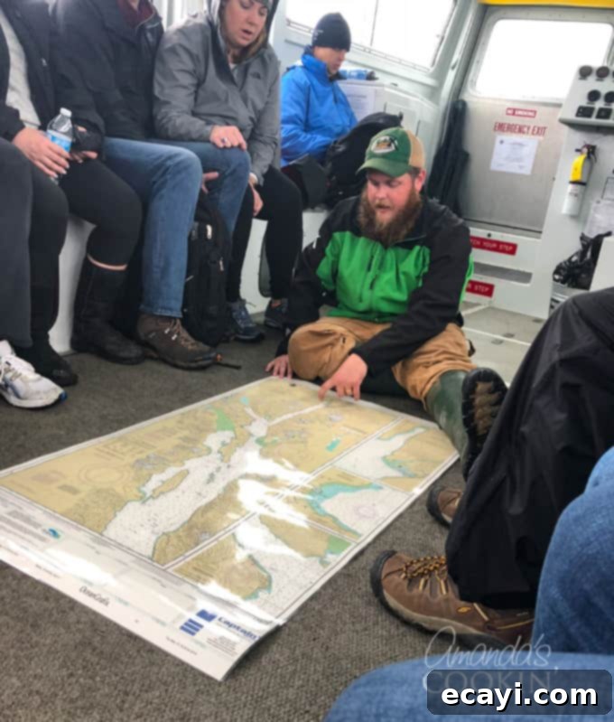 Davidson Glacier: Paddle into the Glacial Blue 2 excursion guide looking at map