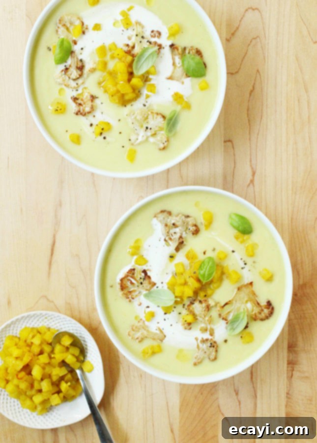 Golden Spiced Cauliflower Apple Bisque 2 Curried Cauliflower and Apple Soup // FoodNouveau.com