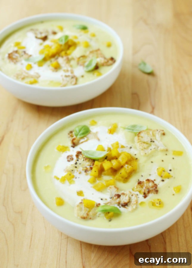 Golden Spiced Cauliflower Apple Bisque 3 Curried Cauliflower and Apple Soup // FoodNouveau.com