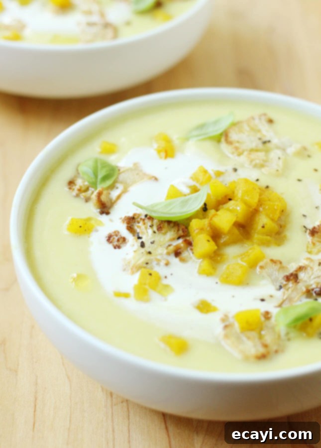 Golden Spiced Cauliflower Apple Bisque 5 Curried Cauliflower and Apple Soup // FoodNouveau.com