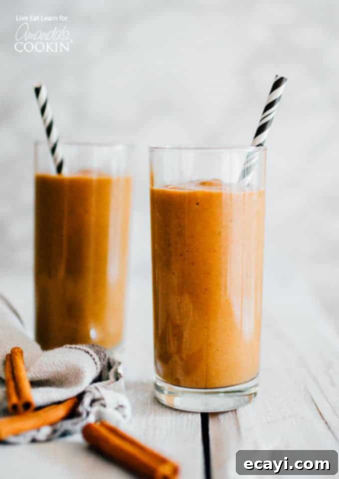 Pumpkin Spice Latte Smoothie Pumpkin Spice Latte Smoothie with striped paper straws