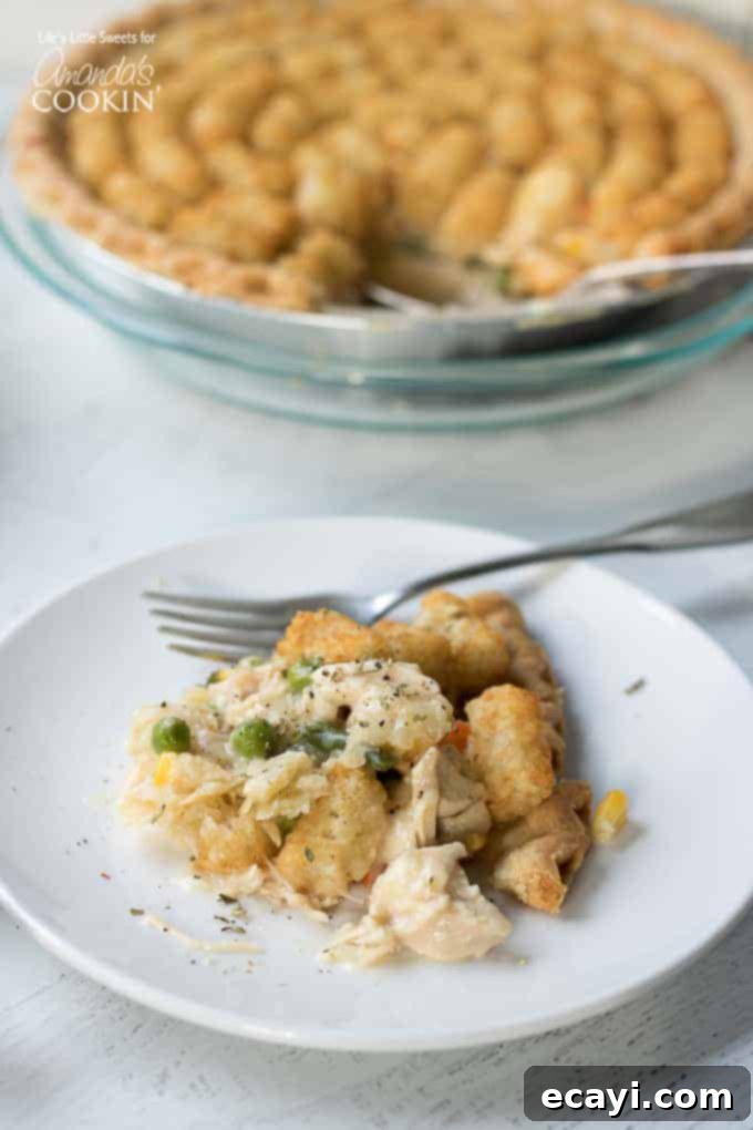 Chicken Pot Pie Tater Tot Casserole Chicken Pot Pie Tater Tot Casserole on a plate