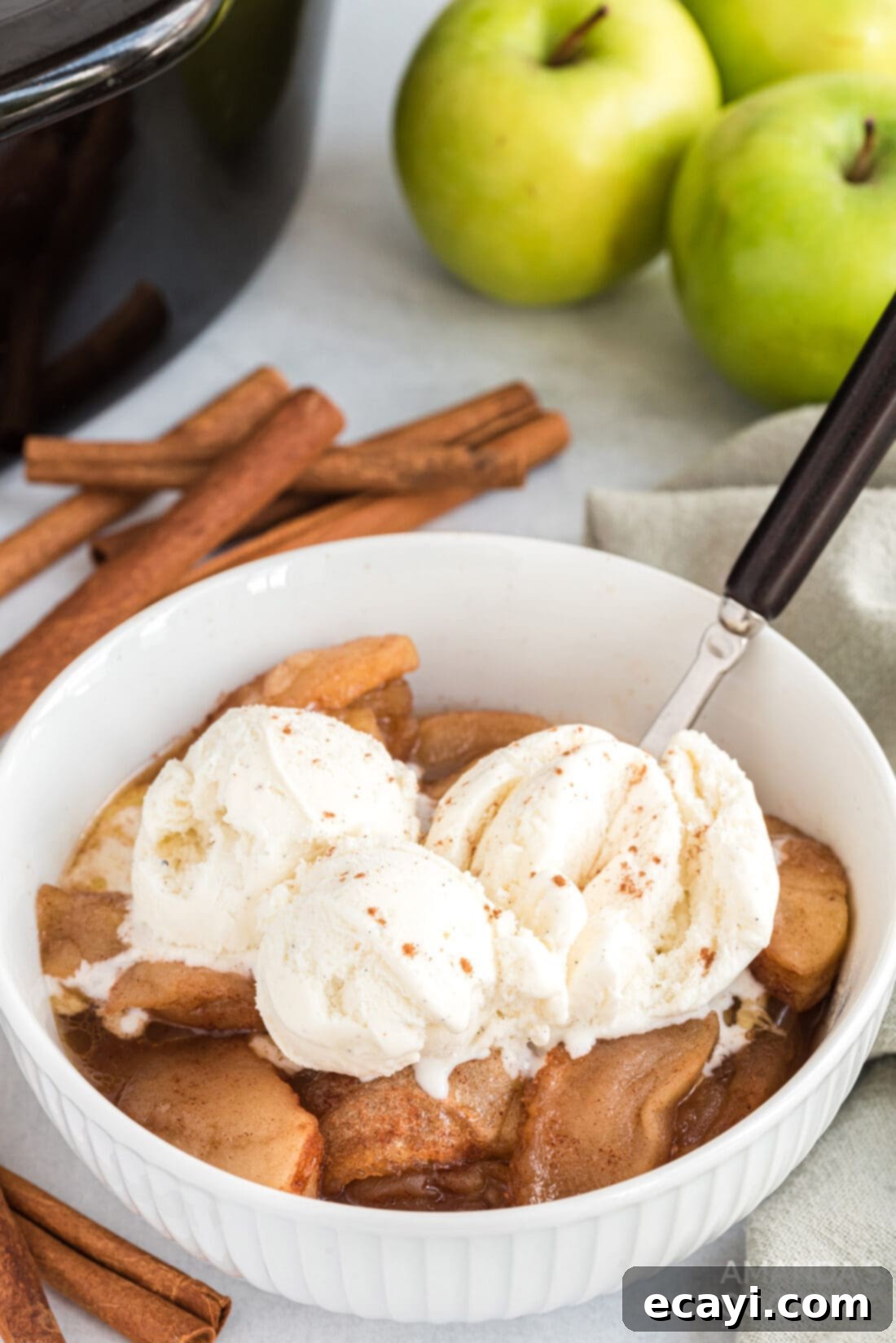 Cozy Slow Cooker Cinnamon Apples 3 ice cream on Crockpot Cinnamon Apples
