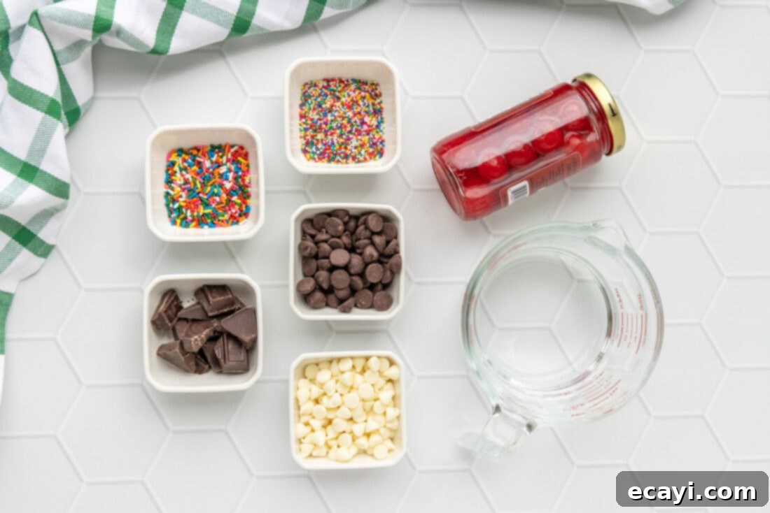 Crimson Edge 4 A vibrant flat lay showcasing all the ingredients required to make delicious spiked cherries.