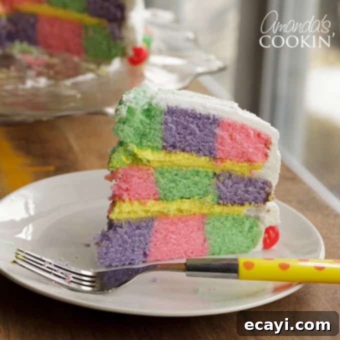 Red Velvet Cake 5 slice of checkerboard cake with a fork