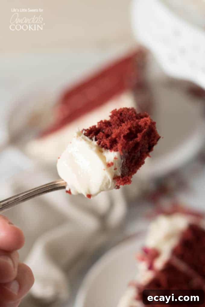 Red Velvet Cake Forkfull of Red Velvet Cake