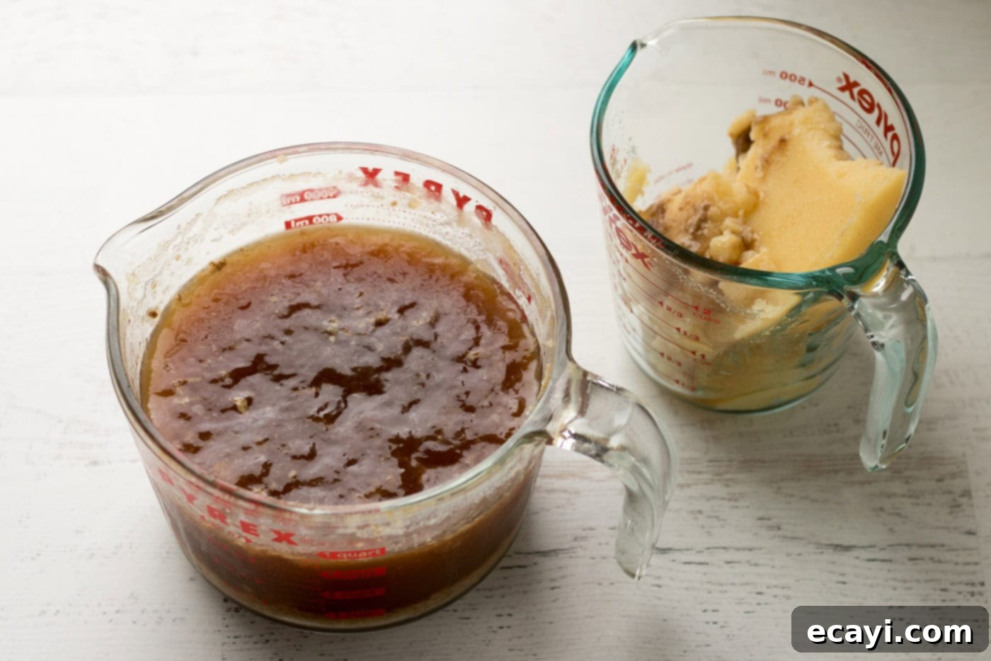 Perfect Turkey Gravy From Scratch 9 One liquid measuring cup of broth mixture and one liquid measuring cup of skimmed fat