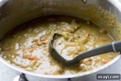 Homestyle Split Pea Soup 5 Serving a bowl of homemade Split Pea Soup