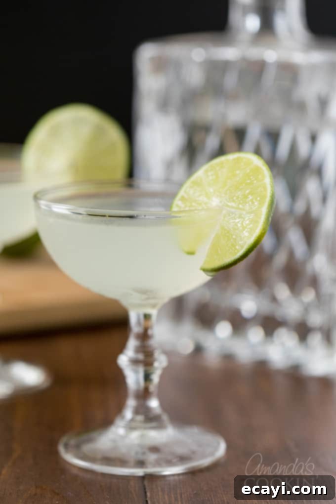 Learn to make a classic Gimlet cocktail in your own kitchen. Be sure to pull out the coupe glasses for a traditional lime adult drink you will love. #gimletrecipe #gimlet #gimletcocktail #cocktails #cocktailrecipes #gin #limejuice #ginrecipes #gindrinks #classiccocktails Coupe glass with Gimlet cocktail garnished with wheel of lime