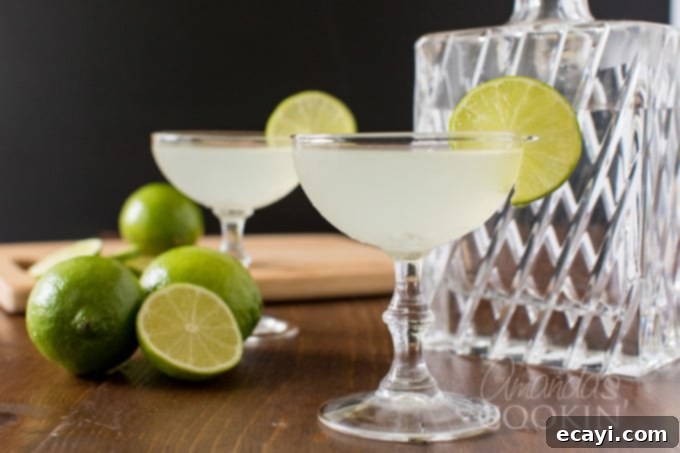 Learn to make a classic Gimlet cocktail in your own kitchen. Be sure to pull out the coupe glasses for a traditional lime adult drink you will love. #gimletrecipe #gimlet #gimletcocktail #cocktails #cocktailrecipes #gin #limejuice #ginrecipes #gindrinks #classiccocktails Two gimlets in coupe glasses garnished with lime wheels