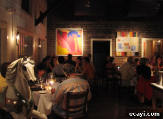 Inside Straight Wharf Restaurant, Nantucket Interior dining area of Straight Wharf Restaurant, Nantucket