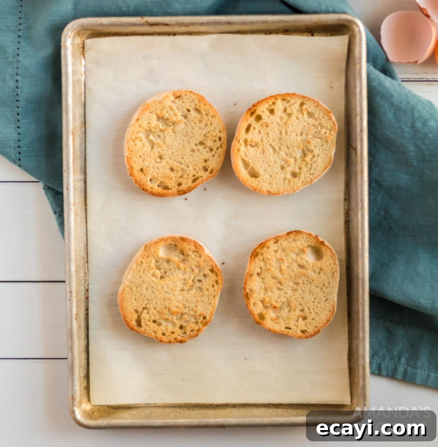 Golden Brunch Delight 6 toasted english muffins on a tray