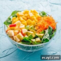 Vibrant Tropical Greens with Mango & Avocado 2 bowl of salad ingredients