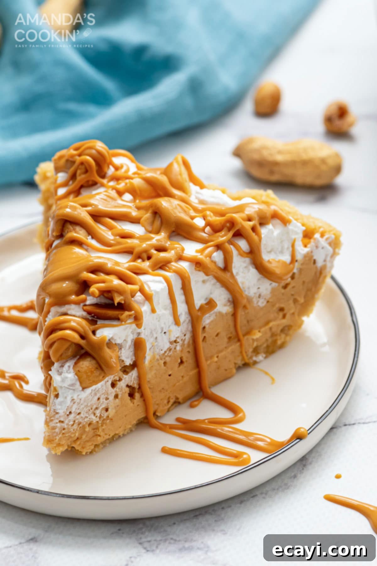 Effortless Peanut Butter Bliss 2 slice of peanut butter pie on a plate