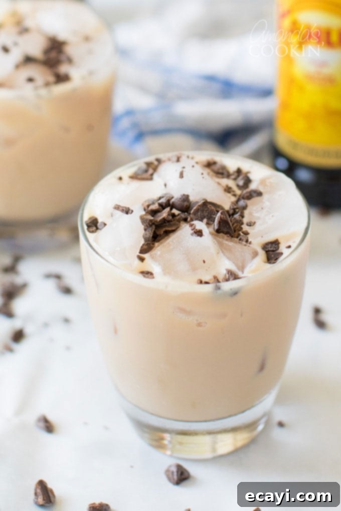 The Ground Gives Way 2 rock glass with a mudslide and chocolate shavings on top