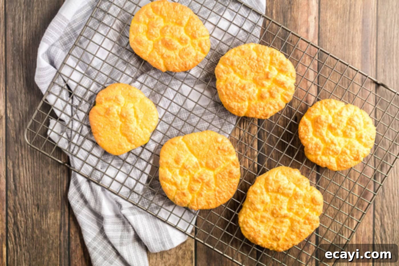 Airy Cloud Dream 9 Freshly baked cloud bread cooling on a wire rack, ready to be enjoyed