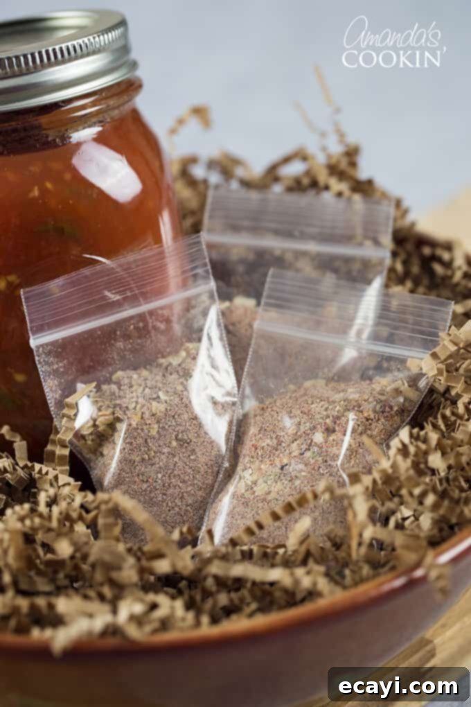 Package your homemade taco seasoning in individual bags or jars for easy gifting or portion control. Small zipper bags filled with homemade taco seasoning mix, ready for gifts or single-use portions