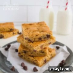 Golden Chocolate Chip Blondies 7 stack of blondies