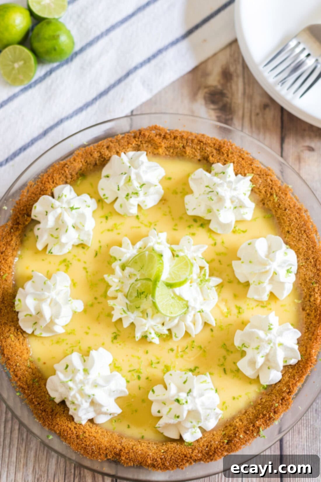Classic Key Lime Pie 2 overhead photo of key lime pie