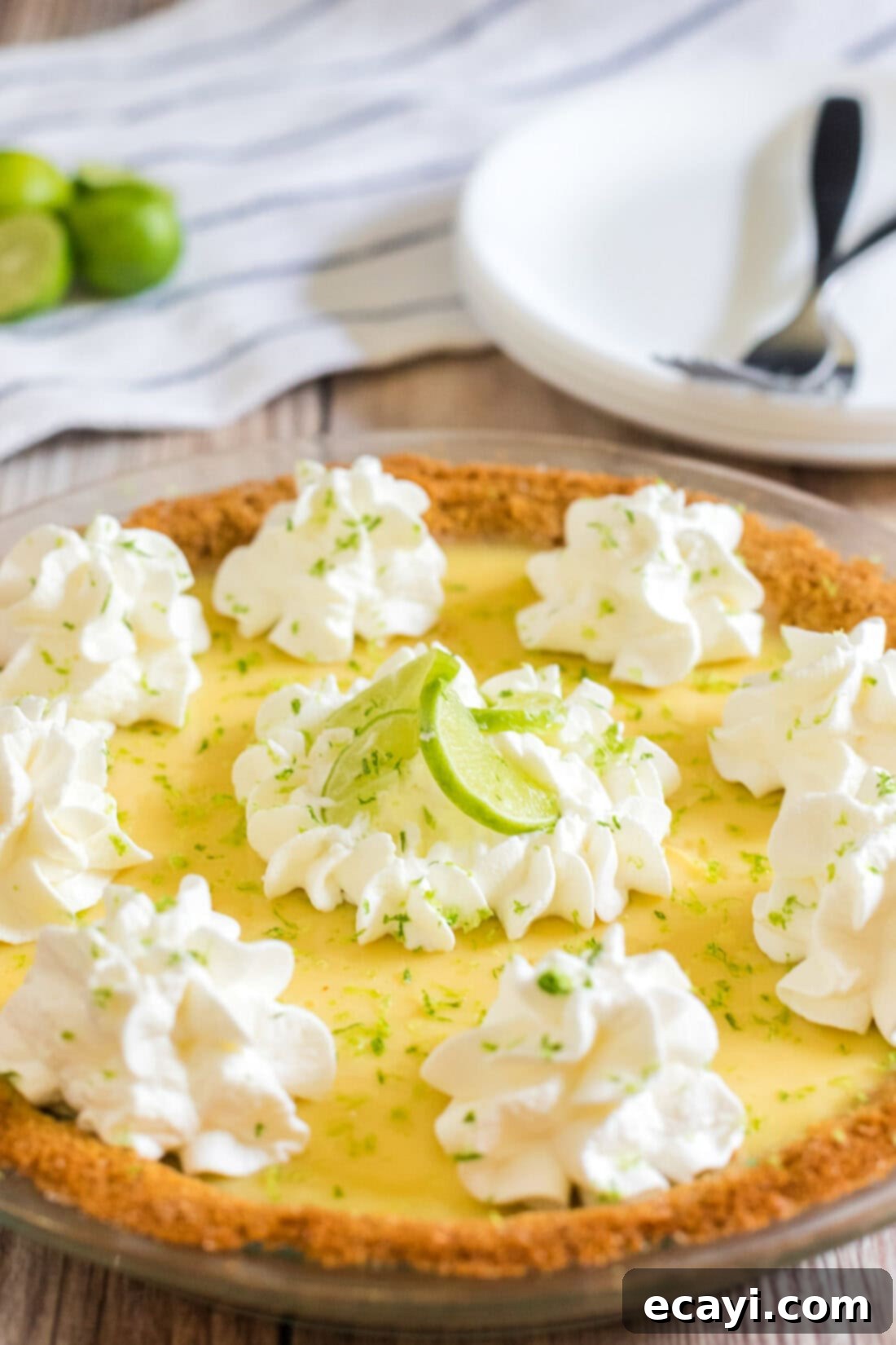 Classic Key Lime Pie 9 close up of key lime pie