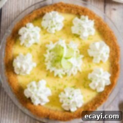 Classic Key Lime Pie 10 overhead view of key lime pie