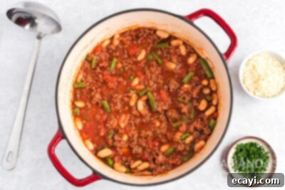 Hearty Ground Beef & Vegetable Stew 9 pot of Italian hamburger stew simmering