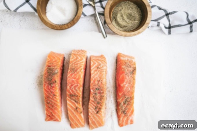 Chargrilled Salmon Bliss 6 salmon filets seasoned with salt and pepper