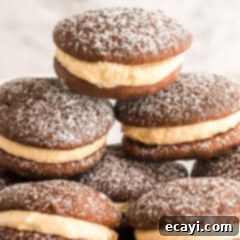 Pumpkin Spice Whoopie Bites 9 stacked pumpkin whoopie pies with creamy filling