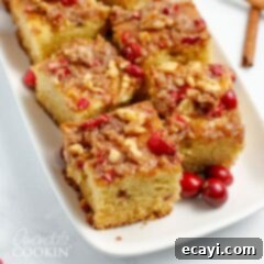 Bright Cranberry Coffee Cake 5 squares of cranberry coffee cake
