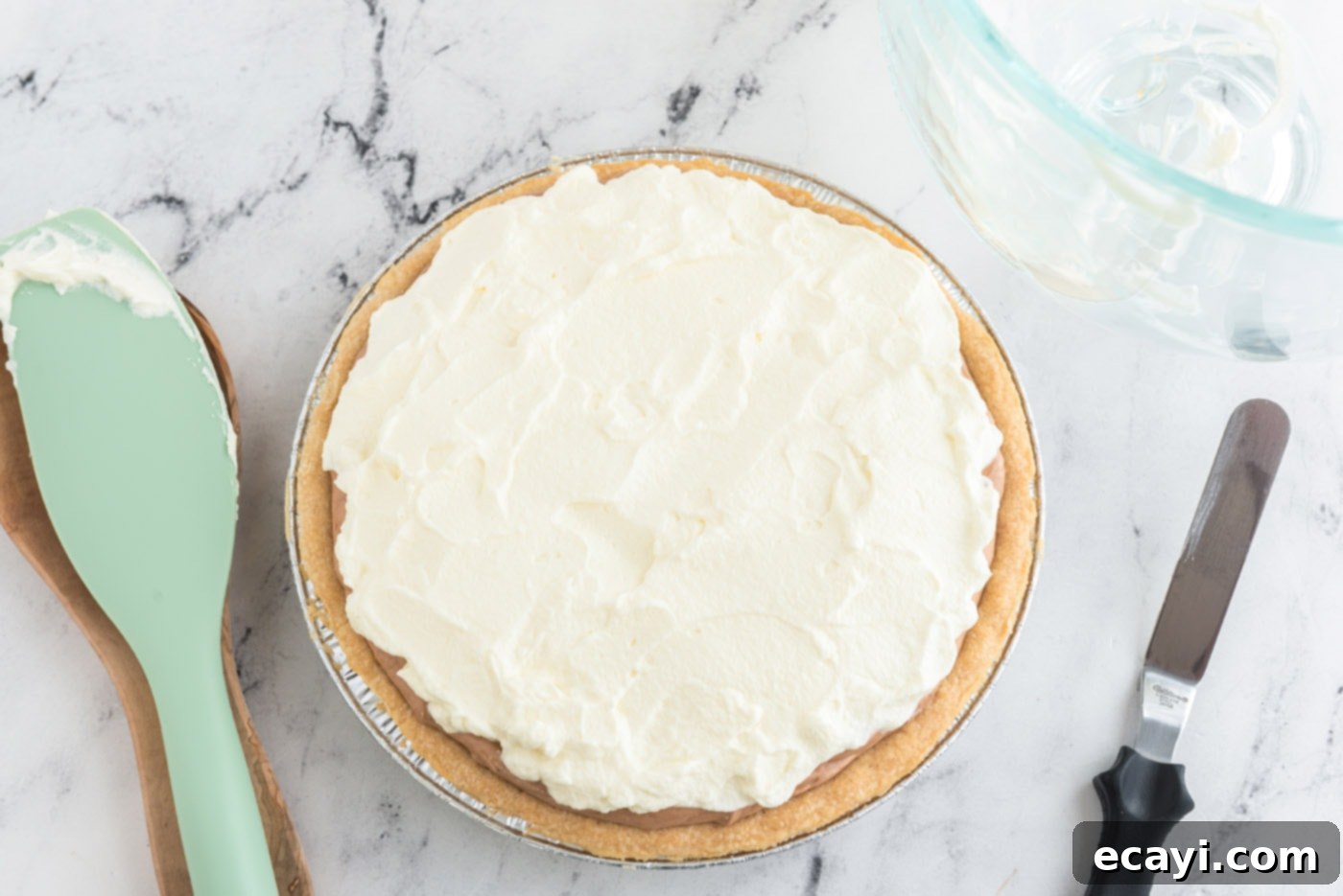 Silky Chocolate Dream 14 Generous layer of homemade whipped cream topping a French silk pie