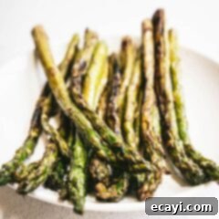 Smoky Green Spears 8 A close up of a grilled asparagus