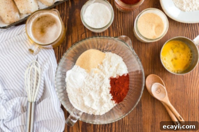 Your New Favorite Fish Tacos 5 ingredients laid out for beer battered fish tacos