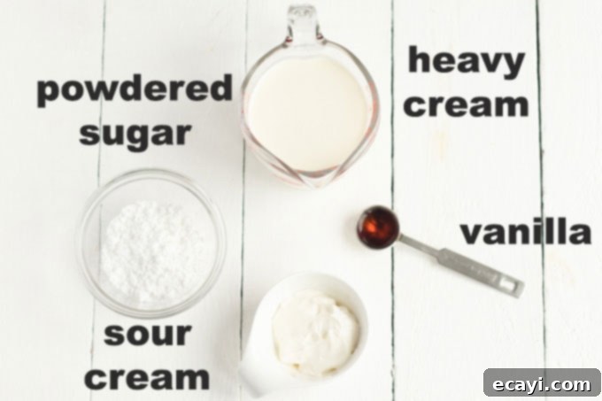 Golden Banana Indulgence 5 ingredients for whipped cream topping